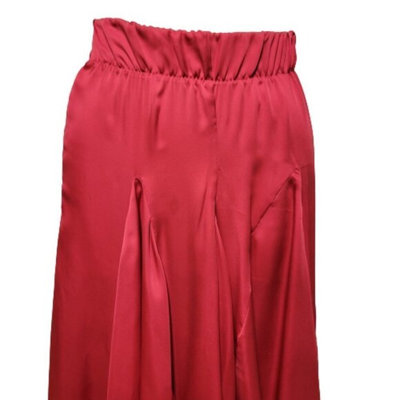 Pink Skirt Satin Midi Flare Asymmetrical Skirt- New! - Picture 3 of 6